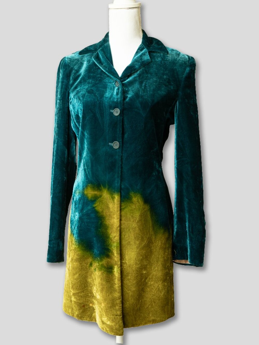 Vintage Roberto Gigli Velvet Jacket Teal Gold Dip Dye Crushed Velour Blazer